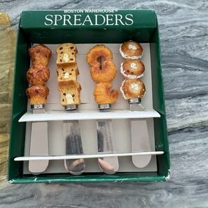 Boston Warehouse Breakfast Baked Goods Themed Stainless Food Spreaders Set Of 4